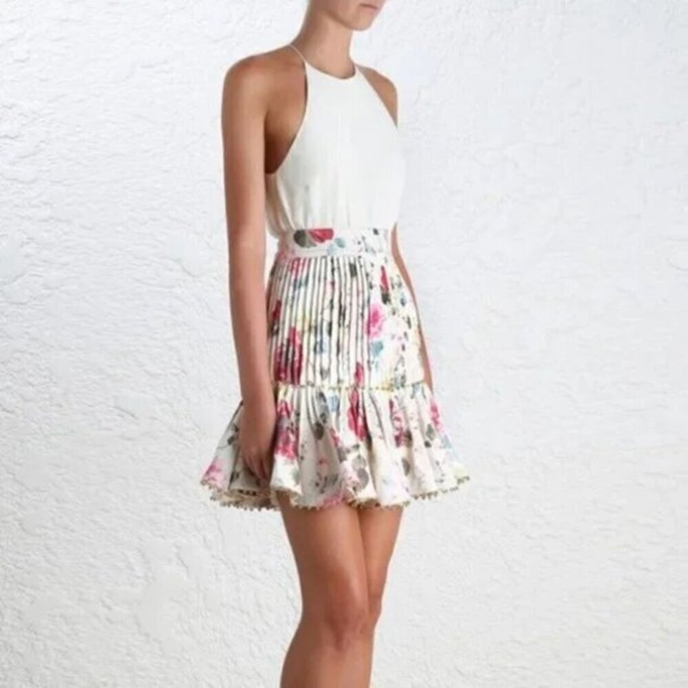 RARE Zimmermann Mischief Tuck Beaded Linen Skirt Size 0 XS - Picture 8 of 14